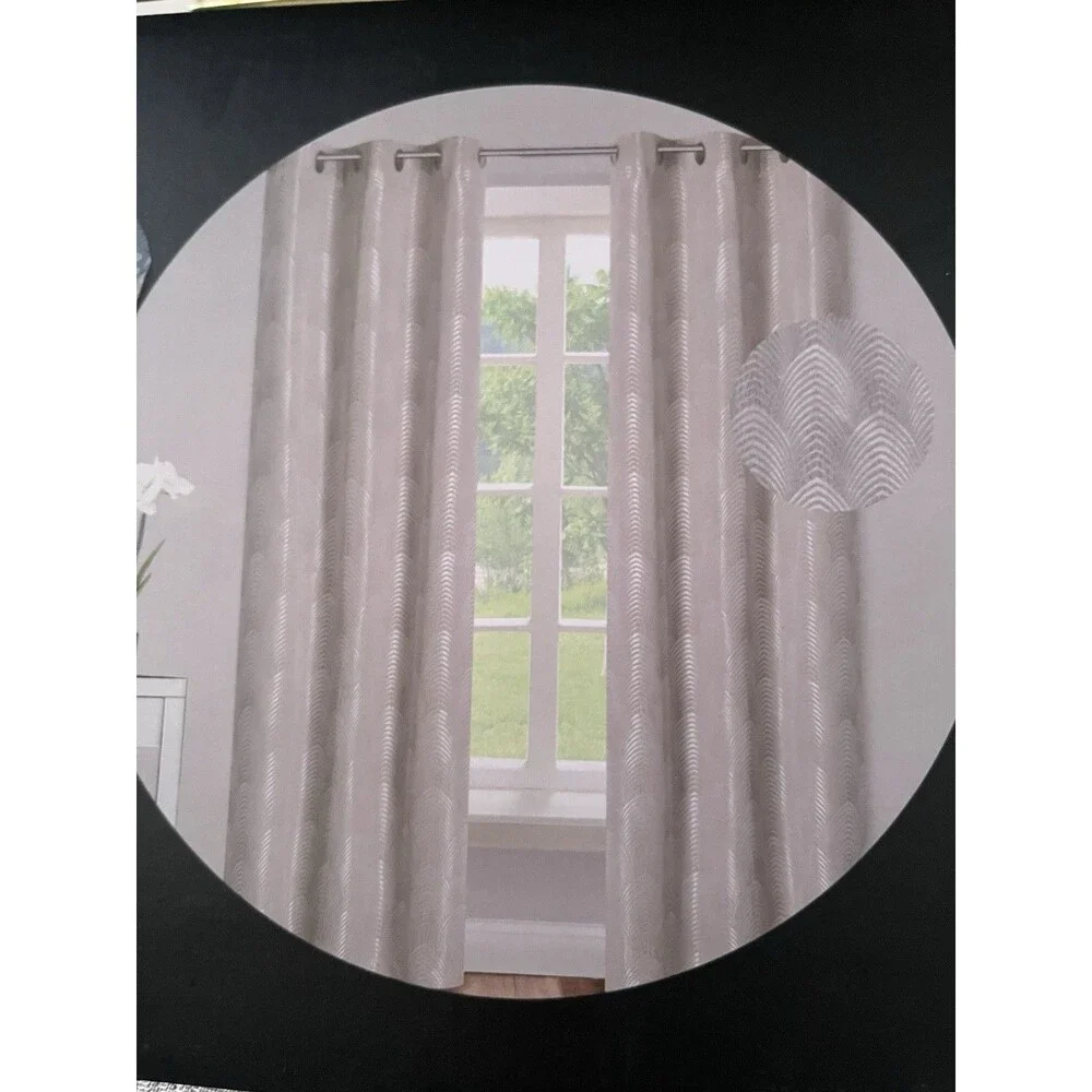 Dolci Home Geo Arch Jacquard Curtains Set 2 Panels 37x84 Taupe Grommet